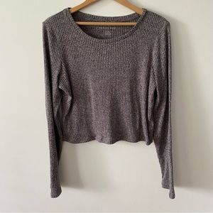 American Eagle AEO purple ribbed soft crop long sleeve top size large
